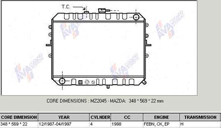 F85015200A Mazda radiador