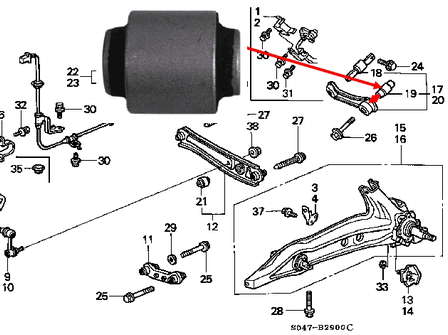 Silentblock del brazo superior de suspensión trasera 52395SH3004 Honda