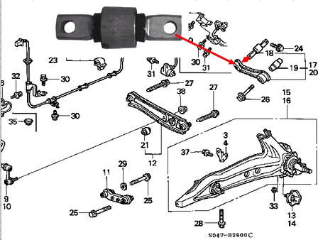 Silentblock del brazo superior de suspensión trasera Honda 52393SR3004
