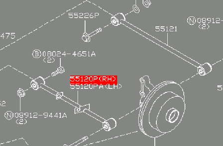 Brazo suspension (control) trasero inferior derecho 551208H510 Nissan