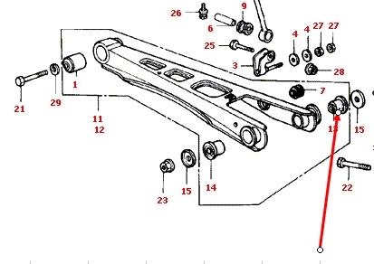 Suspensión, brazo oscilante trasero inferior 52361SB0000 Honda