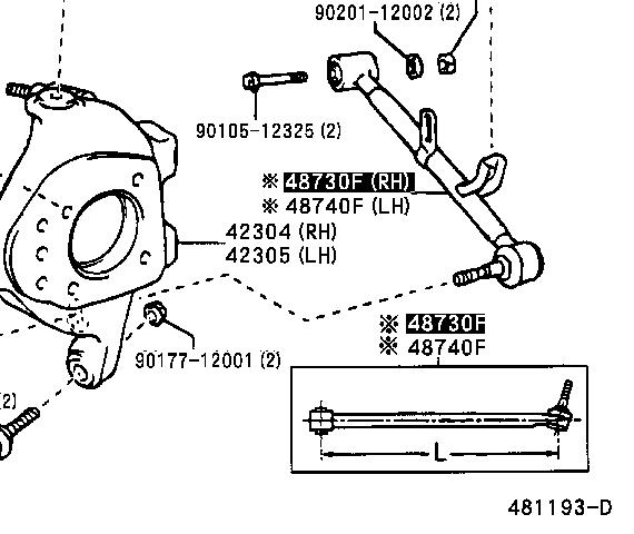 4873050040 Toyota brazo de suspension trasera derecha