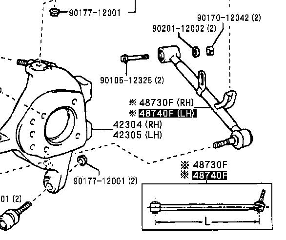 4874050010 Toyota barra transversal de suspensión trasera