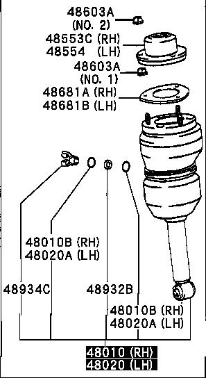 Amortiguador delantero 4801050110 Toyota