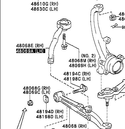 Barra oscilante, suspensión de ruedas delantera, inferior izquierda 4867053010 Toyota