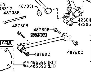 4878002030 Toyota palanca de soporte suspension trasera longitudinal inferior izquierda/derecha