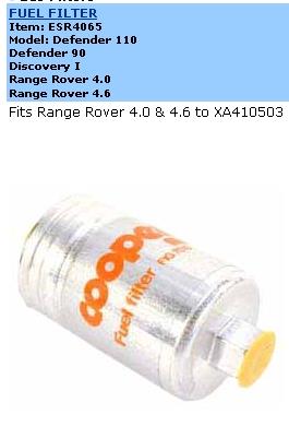 Filtro combustible ESR4065 Rover