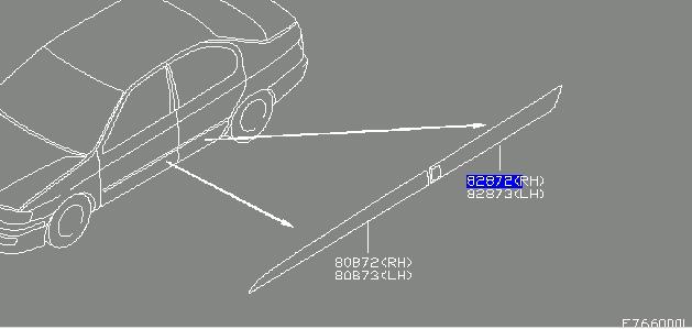 Moldura puerta trasera derecha Nissan Primera (P11)