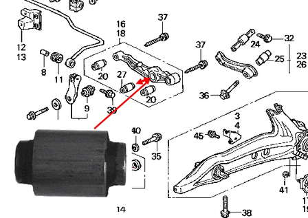 Suspensión, brazo oscilante trasero inferior 52622SK7A02 Honda