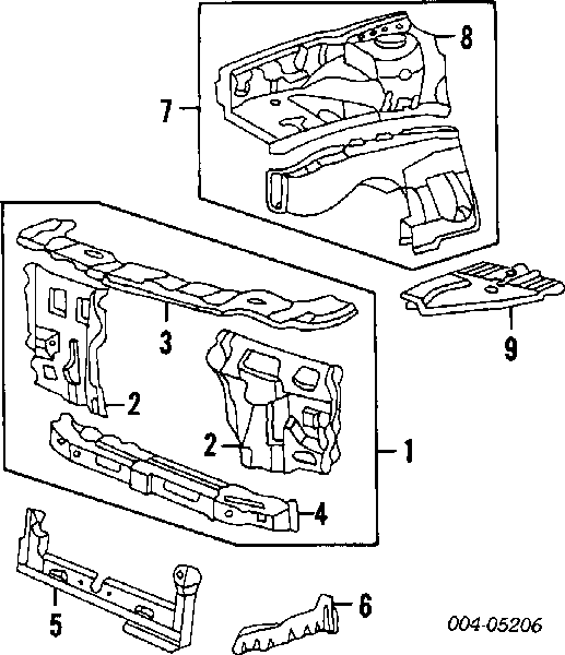 Soporte de radiador completo (panel de montaje para foco) para Mitsubishi Lancer (C6A, C7A)