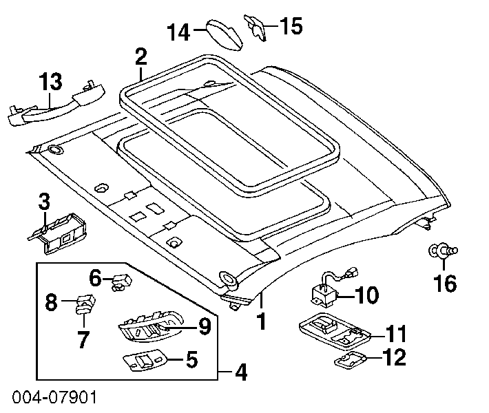 MF820513 Chrysler lámpara, luz interior/cabina