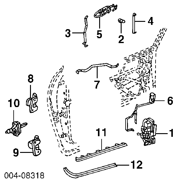 04574150AD Chrysler cerradura de puerta delantera derecha