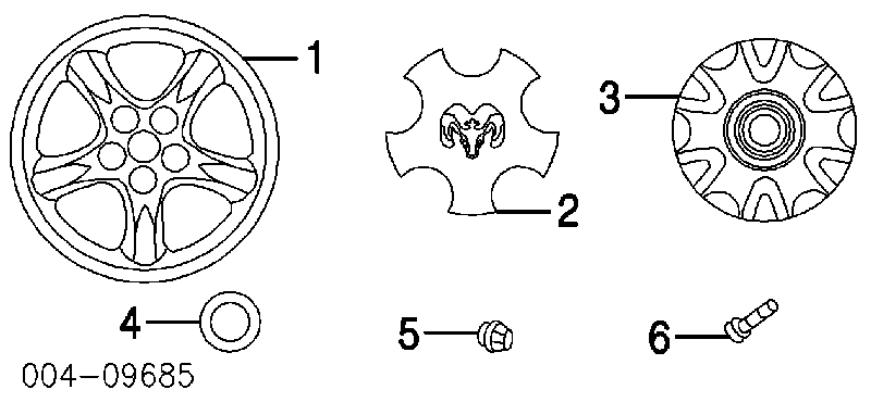 K04782867AA Fiat/Alfa/Lancia tapacubo rueda