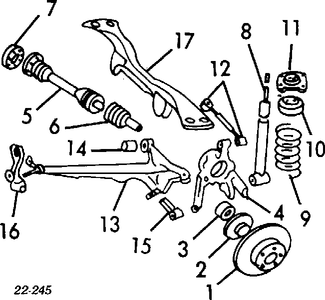 Brazo De Suspension Trasera Izquierda para Audi 100 (44, 44Q, C3)
