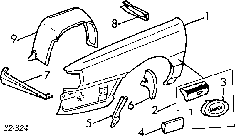 Moldura de guardabarro delantero izquierdo para Audi 100 (44, 44Q, C3)