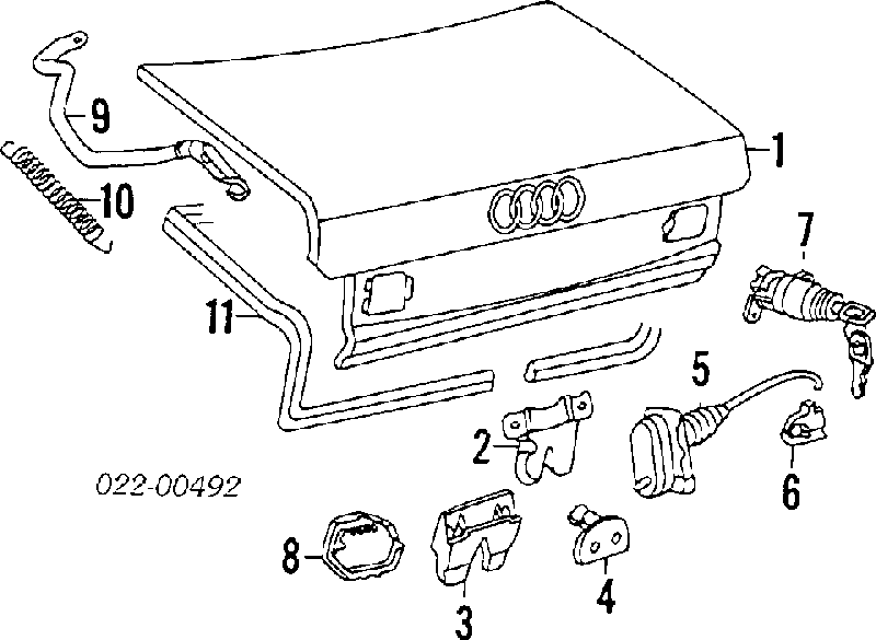 Cilindro de cerradura de maletero 893862055 VAG/Audi