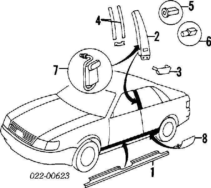 Listón de acceso exterior izquierdo para Audi A6 (4A, C4)