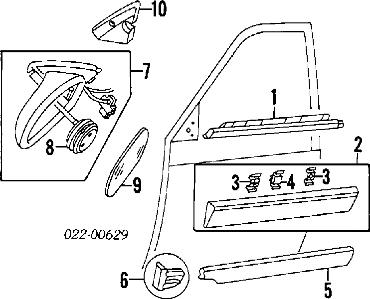 Moldura de puerta delantera izquierda superior para Audi 100 (4A, C4)
