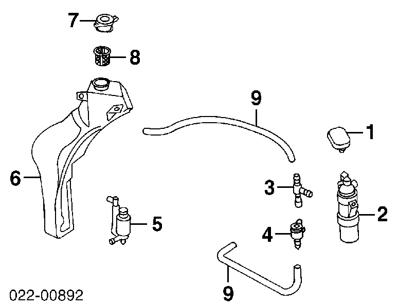 T de la sistema de lavado del parabrisas para Audi A4 (8D5)