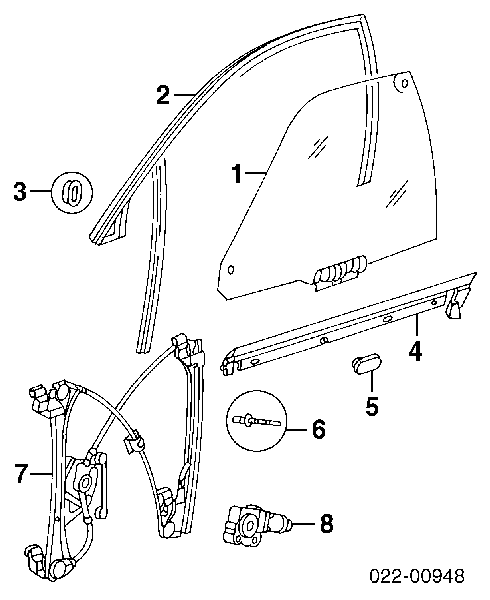 Motor eléctrico, elevalunas, puerta delantera izquierda 8D0959801B VAG