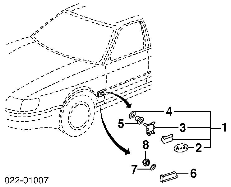 Moldura de guardabarro delantero derecho para Audi A8 (4D2, 4D8)