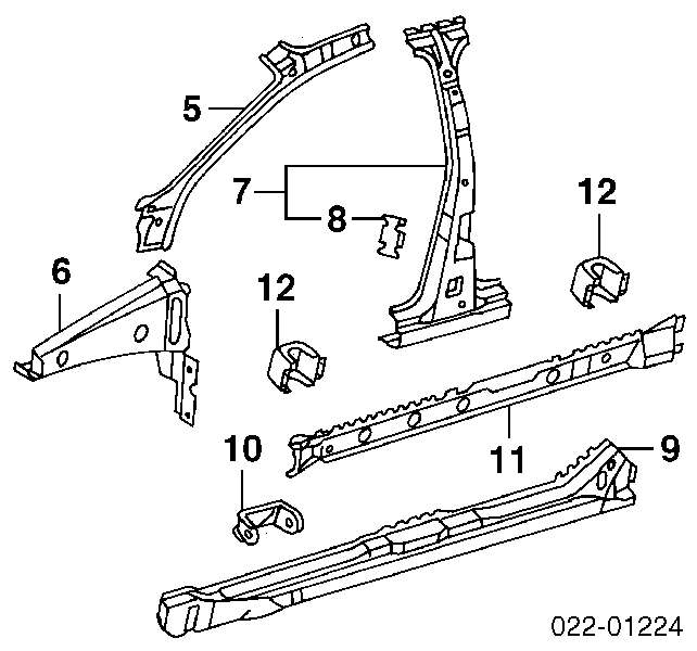 Pilar, carrocería, central derecha Audi A6 (4B, C5)