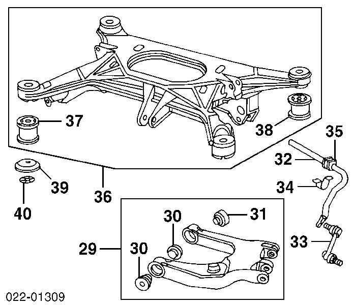Suspensión, cuerpo del eje trasero 4D0505145G VAG/Audi