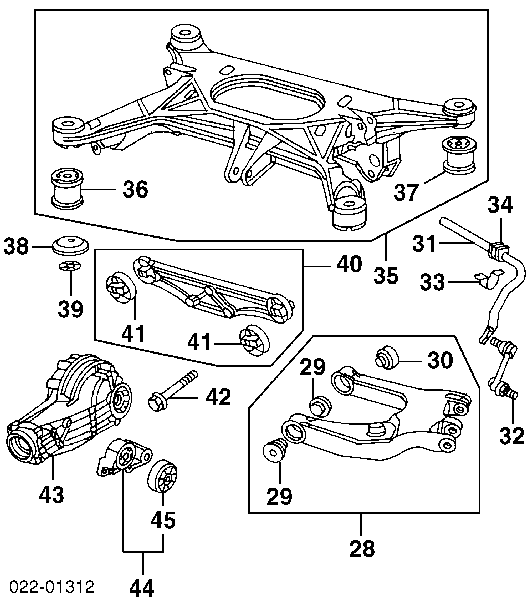 Silentblock,suspensión, cuerpo del eje trasero, delantero para Audi A8 (4D2, 4D8)