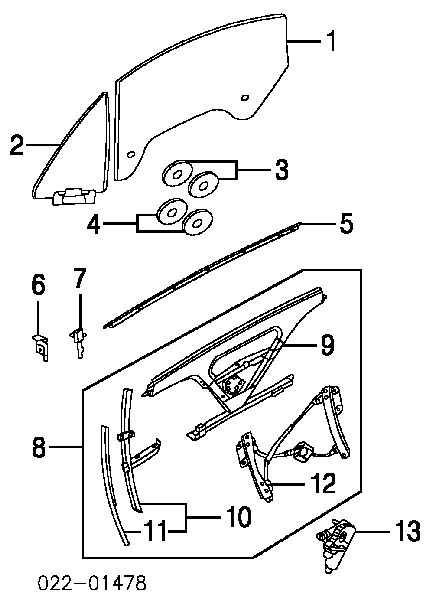 Mecanismo de elevalunas, puerta delantera derecha para Audi TT (8N3)