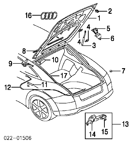 Tapa del maletero para Audi TT (8N3)