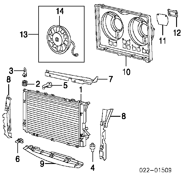 Radiador refrigeración del motor 4A0121251J VAG