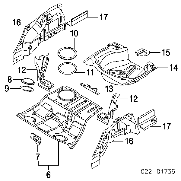 Fondo de carrocería, maletero/compartimento de carga (debajo de rueda de repuesto) para Audi A4 (8E2)
