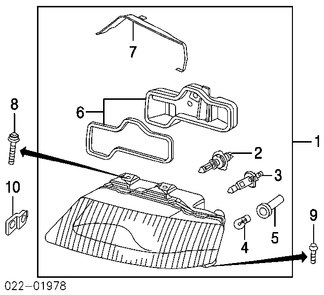 Listón del faro izquierdo para Audi A6 (4B, C5)