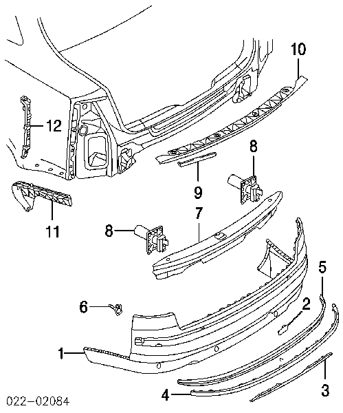 Moldura de parachoques trasero para Audi A8 (4E2, 4E8)