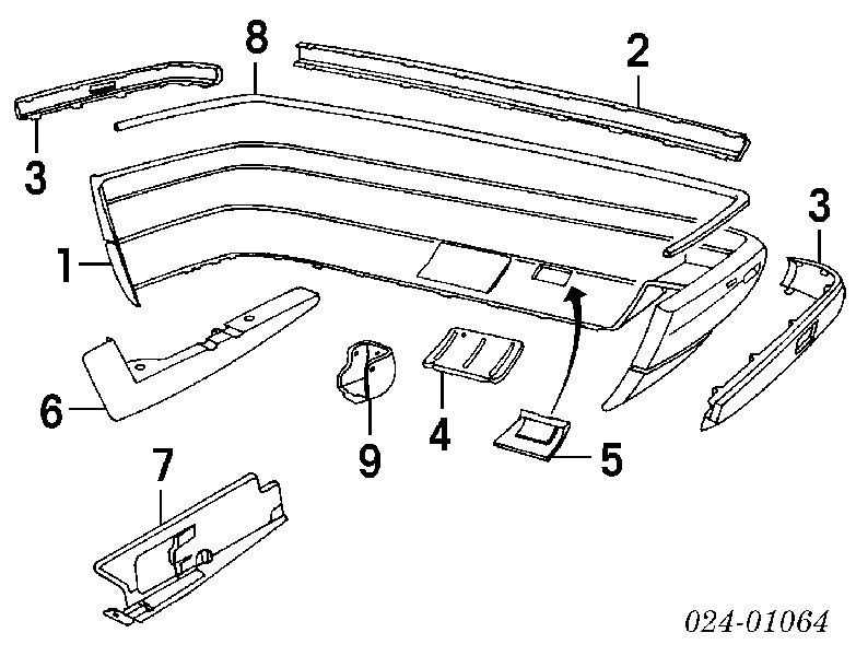 Moldura de parachoques trasero central para BMW 5 (E34)