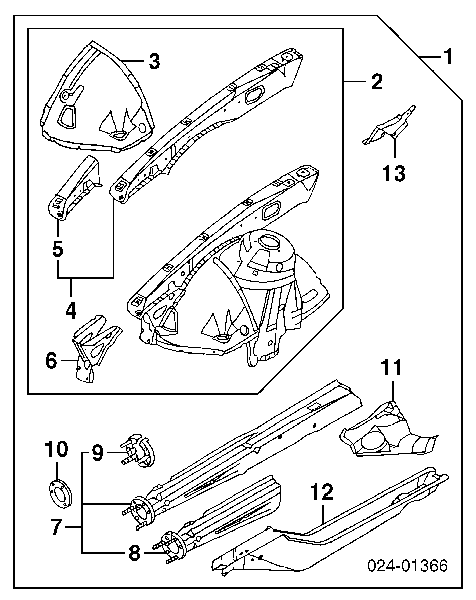 Longuero del chasis delantero derecho BMW 5 (E39)