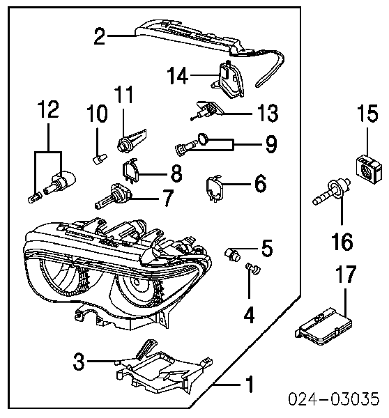 Soporte, faro principal delantero derecho 63126917316 BMW