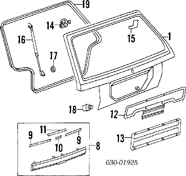 9045101B00 Nissan amortiguador de maletero