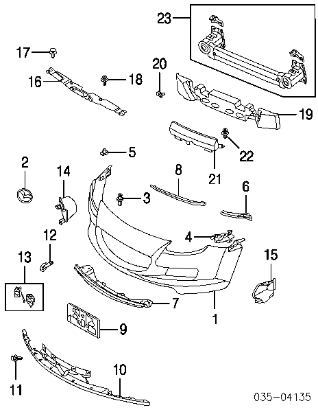 Clips de montaje parachoques delantero para Mazda 3 (BK14)