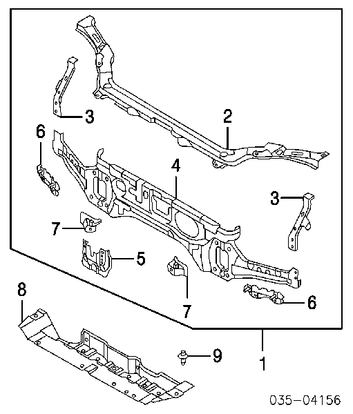 Soporte de radiador completo (panel de montaje para foco) para Mazda RX-8 (SE)
