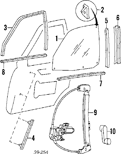 Guía del cristal del marco de la puerta trasera izquierda para Peugeot 405 (4E)
