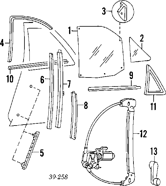 Mecanismo alzacristales, puerta trasera derecha para Peugeot 405 (15E)