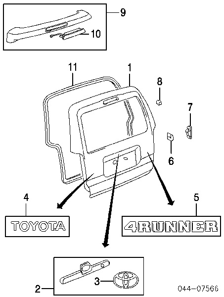 Logotipo de tapa de maletero para Toyota 4Runner (GRN21, UZN21)