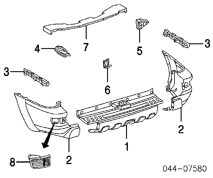 Paragolpes trasero, parte derecha para Toyota 4Runner (GRN21, UZN21)