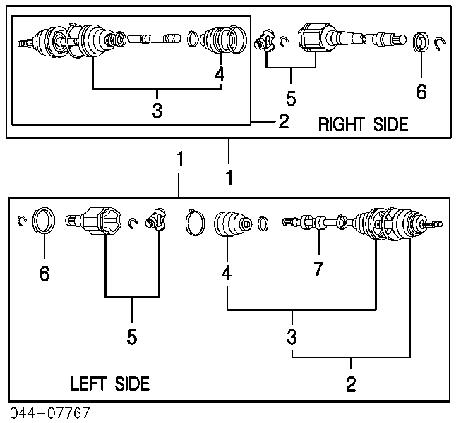 Fuelle, árbol de transmisión delantero interior izquierdo 0443808030 Toyota