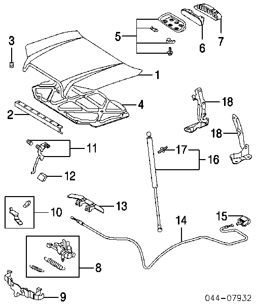 Cerradura de capó para Toyota 4Runner (GRN21, UZN21)