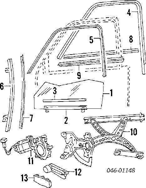 Lameluna de puerta delantera izquierda exterior para Volkswagen Passat (B3, B4, 3A2, 351)