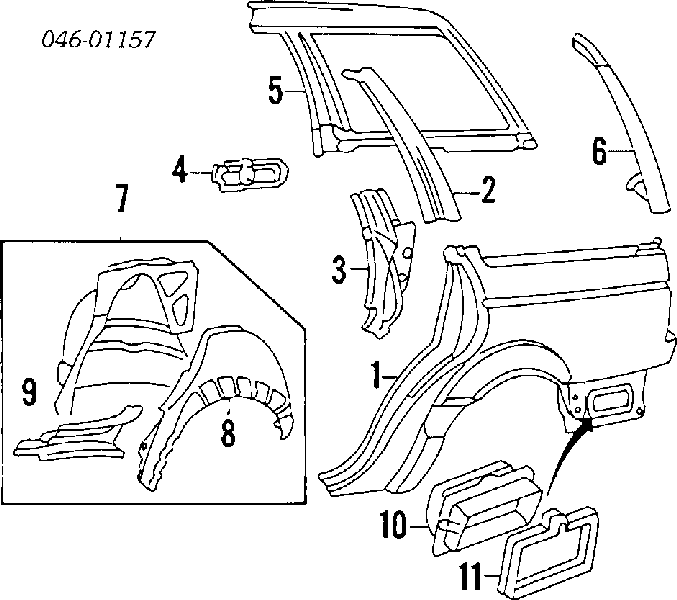Guardabarros trasero izquierdo para Volkswagen Passat (B3, B4, 3A5, 351)