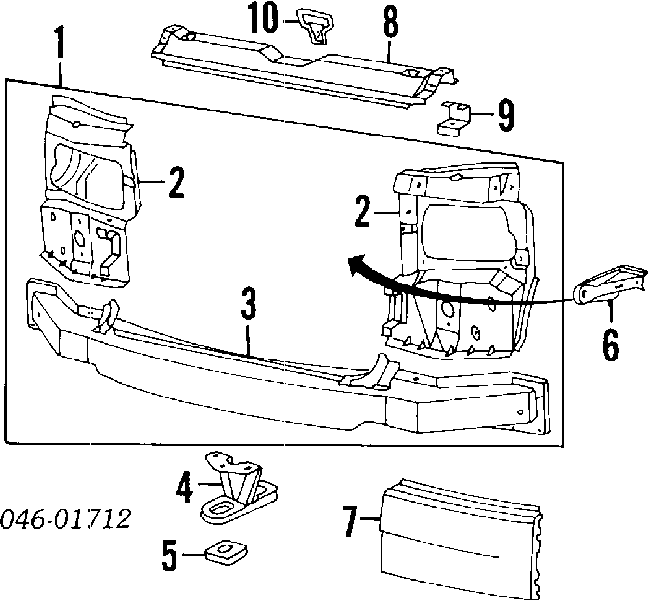 Soporte de radiador completo (panel de montaje para foco) para Volkswagen Transporter (70XA)