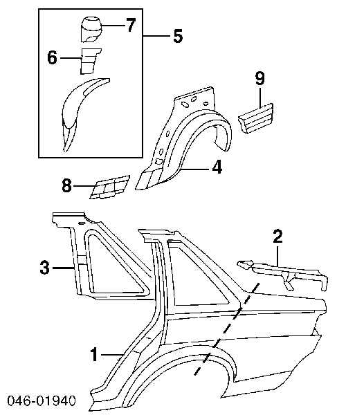 Guardabarros trasero derecho Volkswagen Santana (32B)